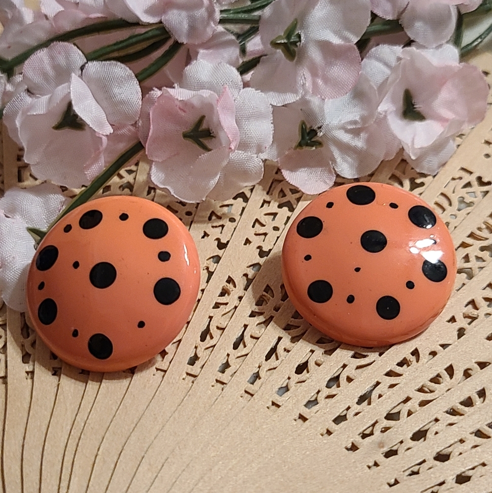 Retro 80's Earrings for sale Orange & Black
